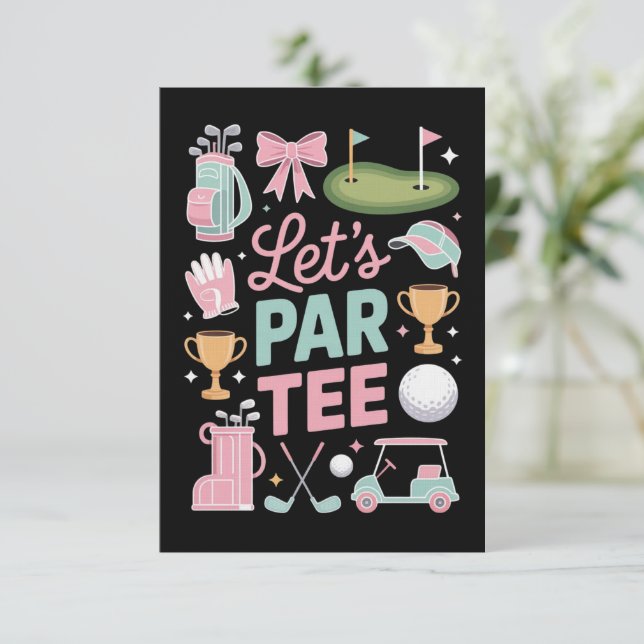 Convite Vamos Par Tee Coquette de Presentes para Amantes d (Em pé/Frente)