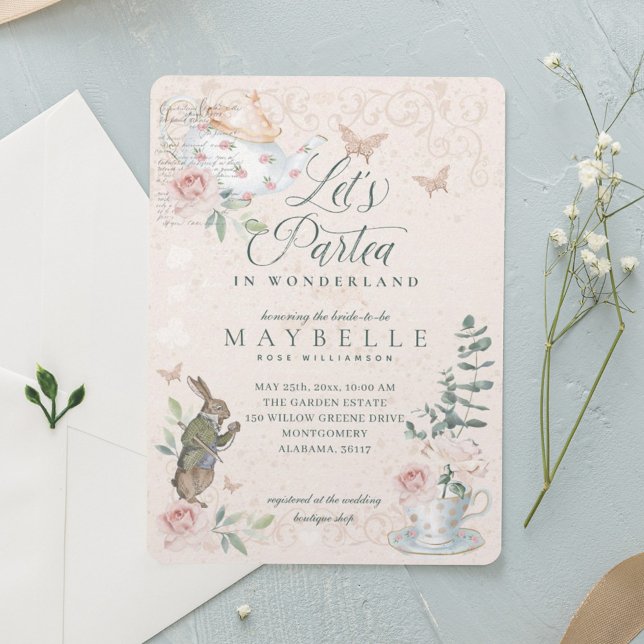 Convite Vamos Parte De Tea Bridal Alice No País Das Maravi (Criador carregado)