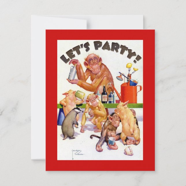 Convite Vamos Party Monkey Shines (Frente)