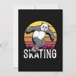 Convite Vamos Patinar Panda Inline Rollerblading