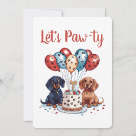 Convite Vamos Pawty Birthday Dachshund Dogs