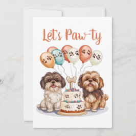 Convite Vamos Pawty Birthday Shih Tzu Dogs Birthday Cake