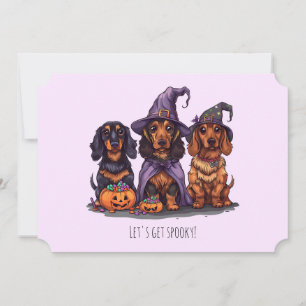 Convite Vamos Pegar Cães Dachshund Spooky no Dia das Bruxa
