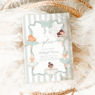 Convite Vamos Plié Teal Balés Girls Ballerina Aniversário