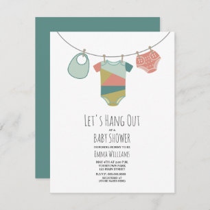 Convite Vamos Prender Chá de fraldas De Roupas De Bebê