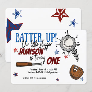 Convite VAMOS REBATER Baseball Pequeno Slugger Aniversário