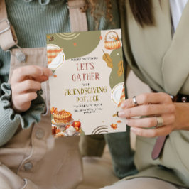 Convite Vamos reunir Ação de Graças Potluck Friendsgiving
