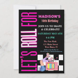 Convite Vamos Rolar Para, Festa de Patins de Roda Brilhant