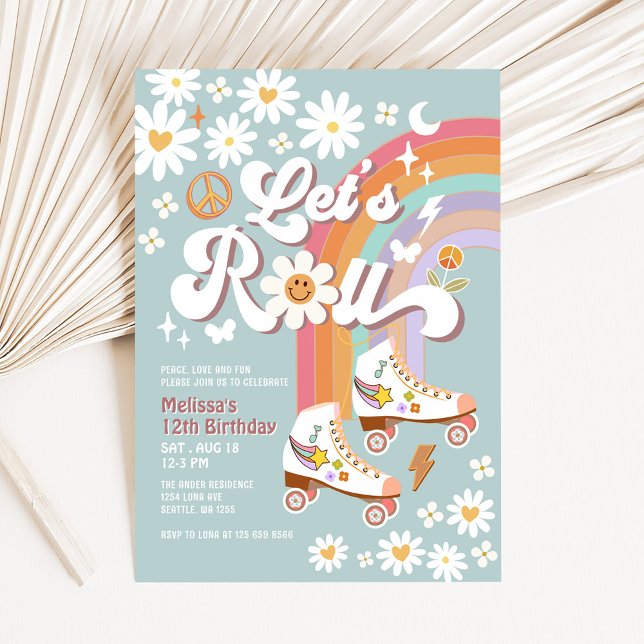 Convite Vamos Rolo Retroativo Skate do cilindro azul do en (Criador carregado)