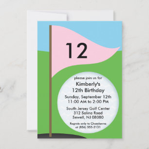 Convite Vamos Rosa Bogie Mini Golf Festa de aniversário