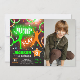 Convite Vamos Saltar no Neon Trampoline Park Aniversário