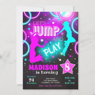 Convite Vamos Saltar no Neon Trampoline Park Aniversário