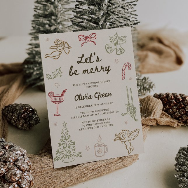 Convite Vamos ser feliz Chá de panela de Natal Desenhado à (Criador carregado)