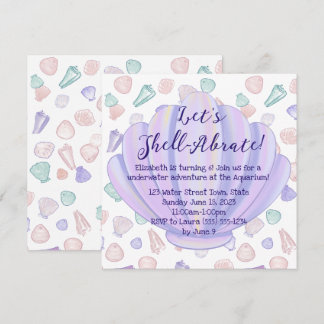 Convite Vamos Shellabrate Seashell Sob o Mar Aniversário