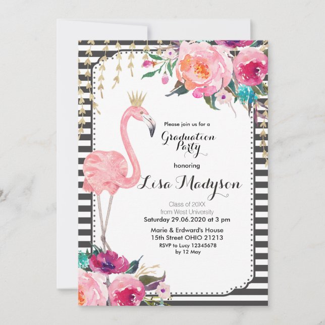 Convite Vamos Sinalizador de Festa de formatura Rosa Convi (Frente)