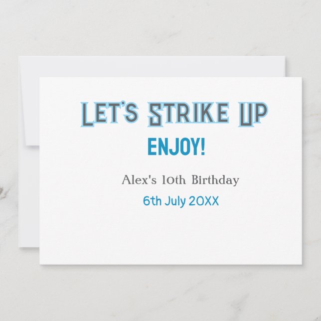 Convite Vamos sobe cinza azul feliz nome de 10 anos (Frente)