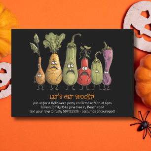 Convite VAMOS, SPOOKY, vegetais, Dia das Bruxas