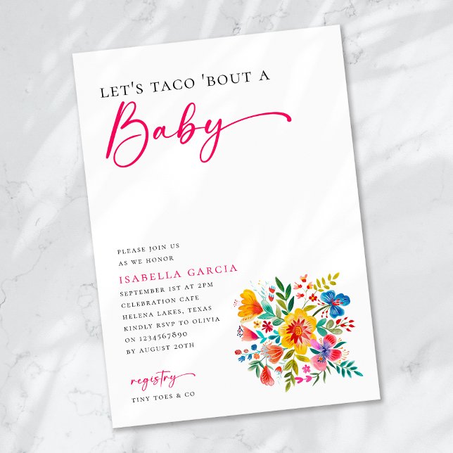 Convite Vamos Taco 'Bout a Baby Floral Fiesta Chá de frald (Criador carregado)