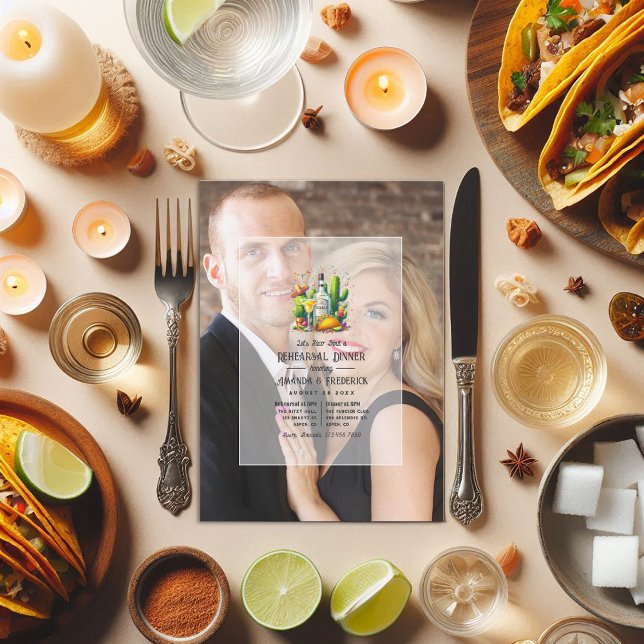 Convite Vamos Taco 'Bout a Divertido Fiesta - Janto de ens (Let's Taco 'Bout a Fun Fiesta Rehearsal Dinner Invitation)