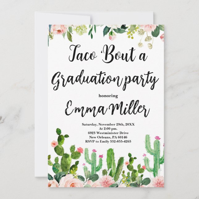 Convite Vamos Taco 'Bout a Graduation Fiesta Party (Frente)