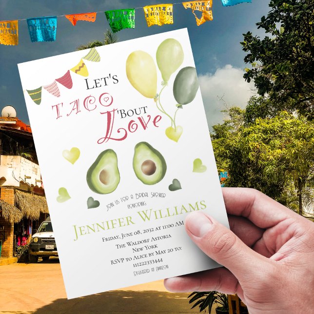 Convite Vamos Taco Bout Love Chá de panela Avocado Fiesta (Criador carregado)