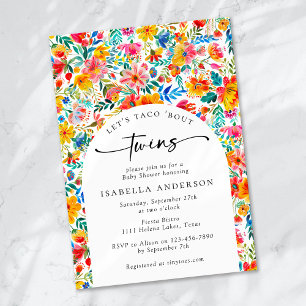 Convite Vamos Taco 'Bout Twins Floral Fiesta Chá de fralda