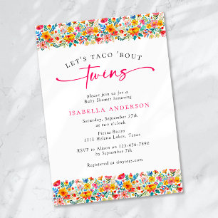 Convite Vamos Taco 'Bout Twins Floral Fiesta Chá de fralda