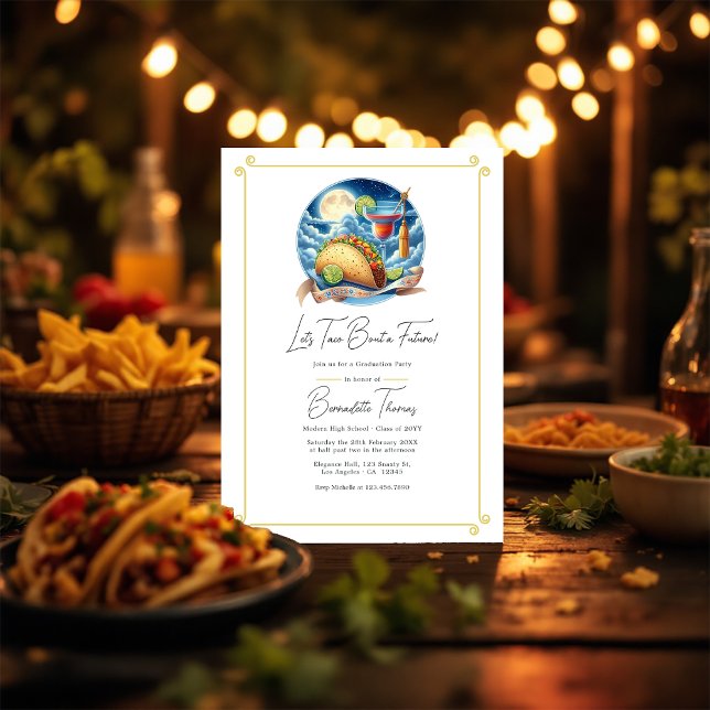 Convite Vamos Taco "Sobre uma Festa de formatura do futuro (Let’s Taco ‘Bout a Future Graduation Party Invitation
)