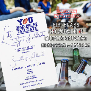 Convite Vamos Tailgate Celebra o Chá Casal Azul Bridal
