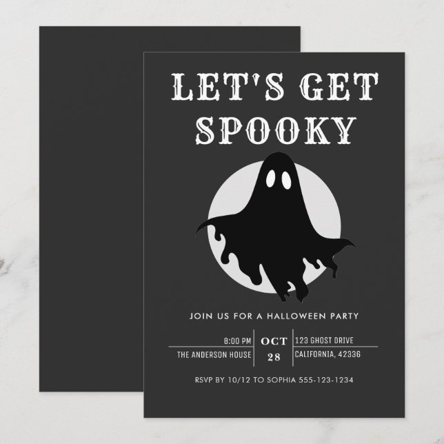 Convite Vamos Ter um Halloween Moderno e Assustador Convit (Frente/Verso)
