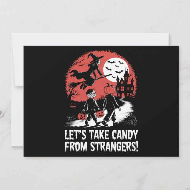 Convite Vamos Tirar Doces de Estranhos Funny Halloween (Frente)