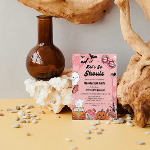 Convite Vamos Vai Ghouls Halloween Retro Groovy Aniversári