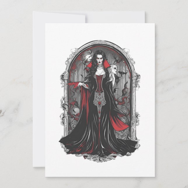 Convite Vampiro do Halloween 4, monstro assustador, horror (Frente)