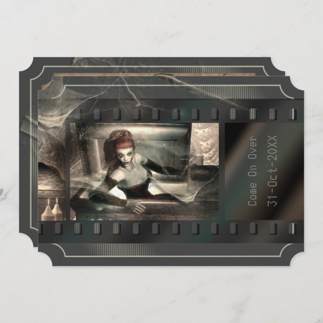 Convite Vampiro Horror Filme Gótico Festa de Halloween (Frente/Verso)