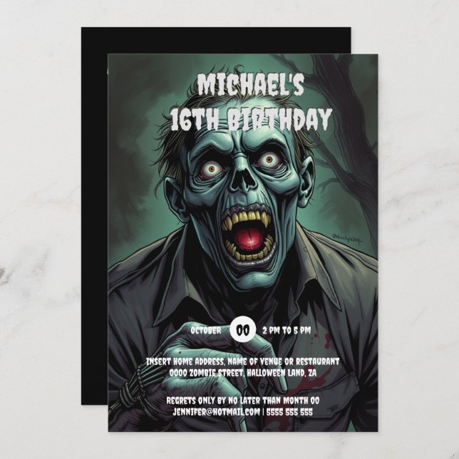 Convite Vampiro-monstro fantasma malvado adulto (Frente/Verso)