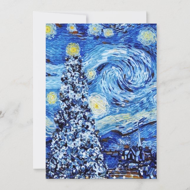 Convite Van Gogh - A Noite Estrelada - Camiseta Natal Bran (Frente)
