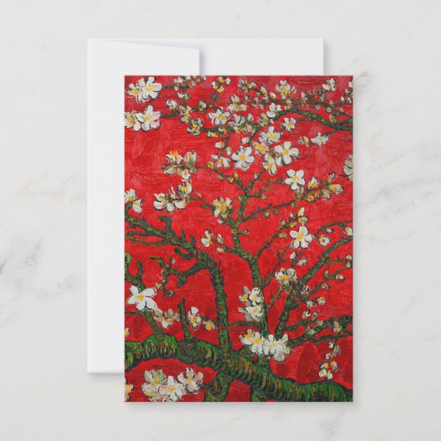 Convite Van Gogh Almond Blossoms Red (Frente)