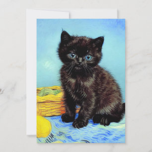 Convite Van Gogh Black Kitten com Yarn