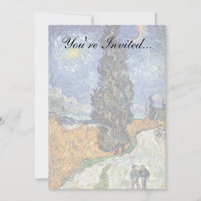 Convite Van Gogh - Estrada com Ciprestes (Frente)