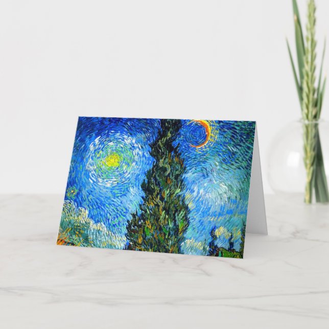 Convite Van Gogh Road com Cypress e Star (Frente)