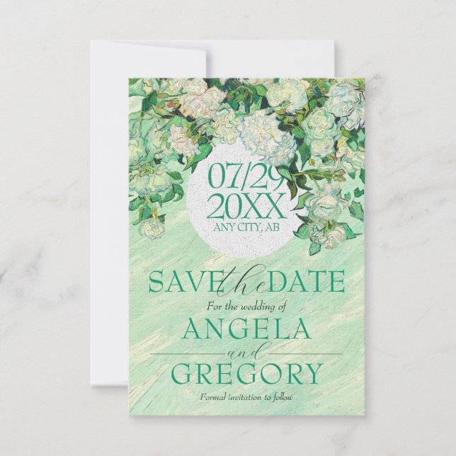Convite Van Gogh Roses Save The Wedding Date Invitation (Frente)