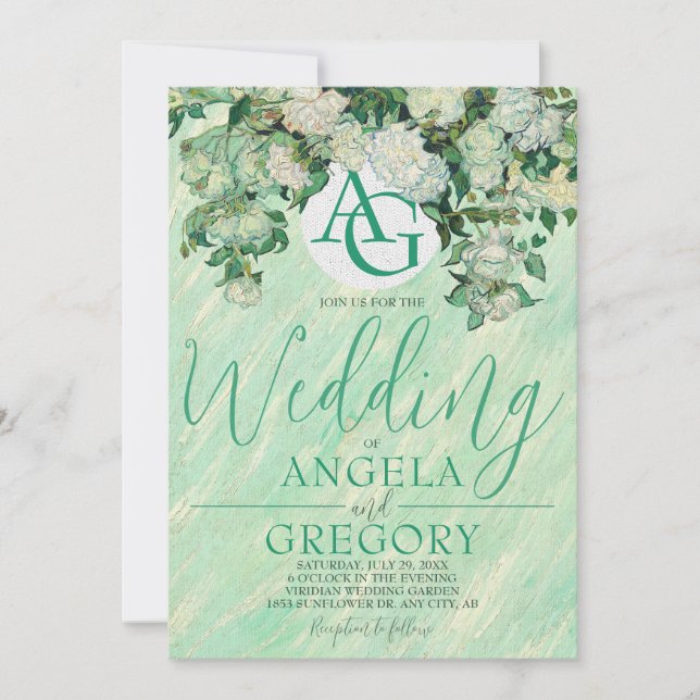 Convite Van Gogh Roses Wedding Invitation (Frente)