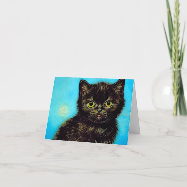 Convite Van Gogh Style Pouting Kitten (Frente)