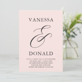 Convite Vanessa Blush Moderno Casamento Rosa