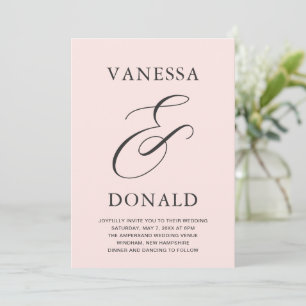 Convite Vanessa Blush Moderno Casamento Rosa