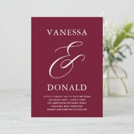 Convite Vanessa Burgundy Modern Wedding