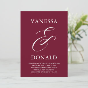 Convite Vanessa Burgundy Modern Wedding