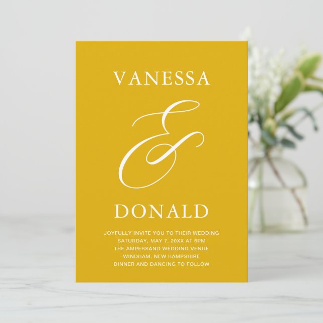 Convite Vanessa Mustard Yellow Modern Wedding (Em pé/Frente)