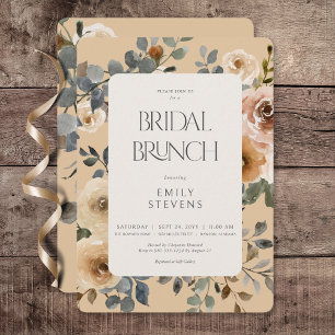 Convite Vanilla White Boho Rosas Cream Bridal Brunch