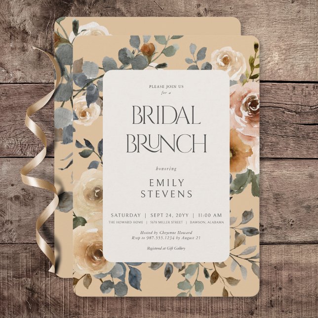 Convite Vanilla White Boho Rosas Cream Bridal Brunch (Vanilla White Boho Roses Cream Bridal Brunch Invitation)